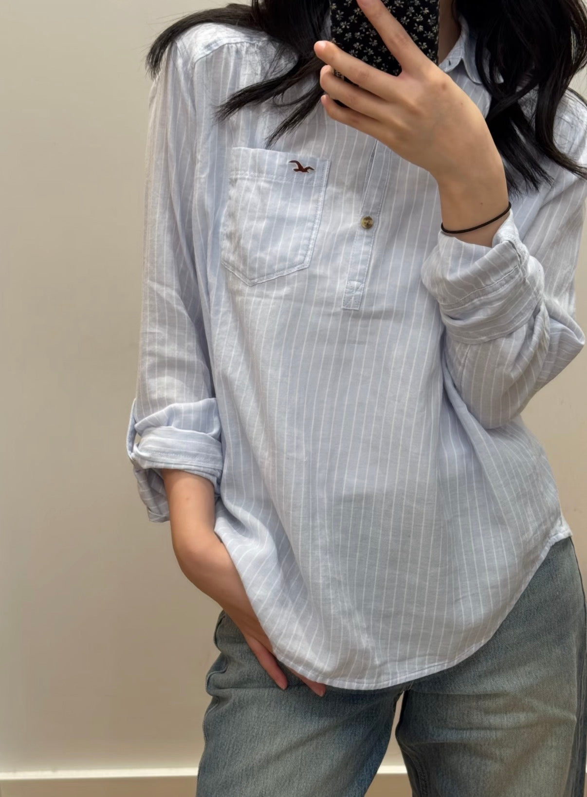 Hollister ￼Women's Lightweight Popover Long Sleeve Shirt