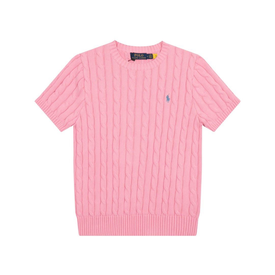 Polo round neck short sleeves sweater