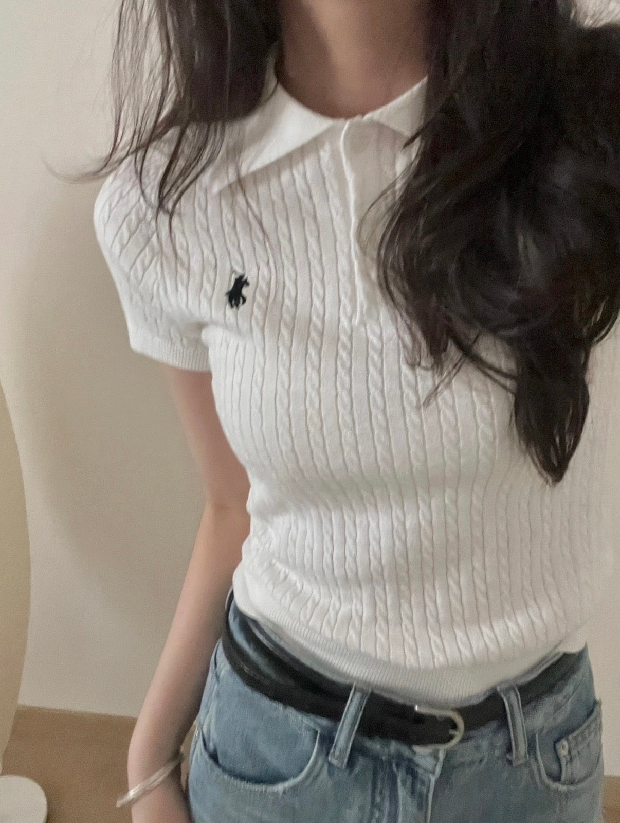 Polo Sweater(polo領細麻花)