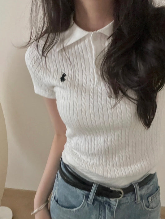 Polo Sweater(polo領細麻花)