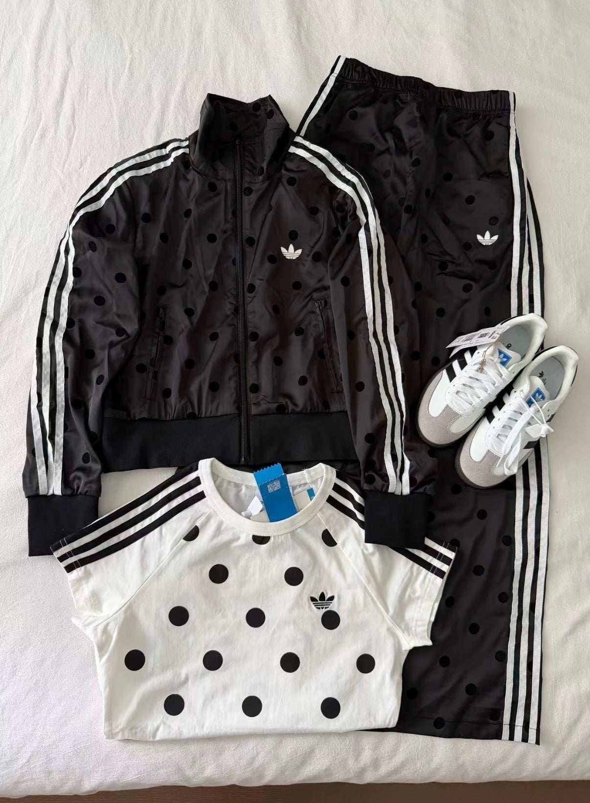 adidas Originals Polka Dot Wide Leg Track Pants