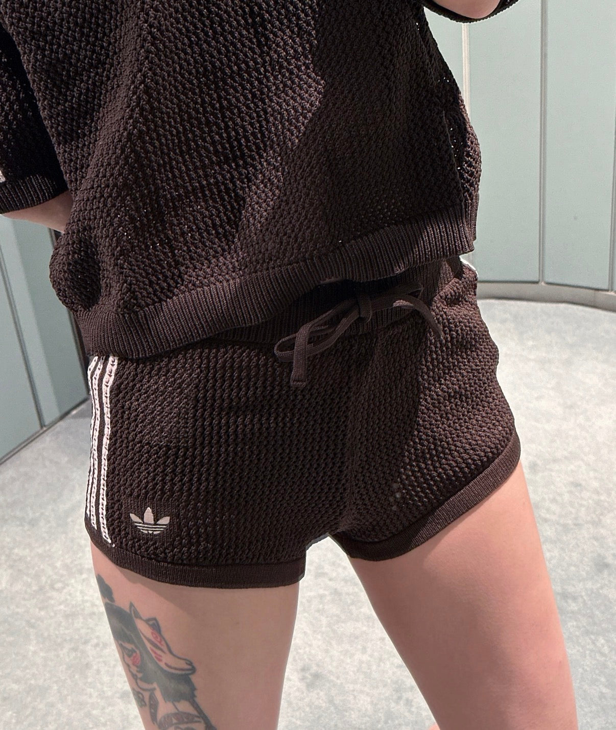 Adidas Originals Women's Crochet Knit 3-Stripes Shorts
