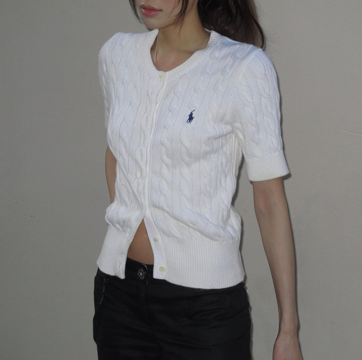 Polo Ralph Lauren Women's Short-Sleeve Cable-Knit Cotton Cardigan