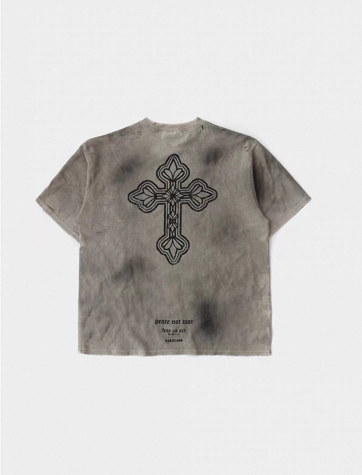 Bad blood Peace Cross Waffle Short Sleeve Top