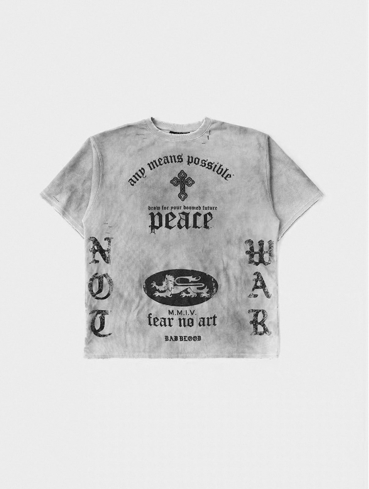 Bad blood Peace Cross Waffle Short Sleeve Top