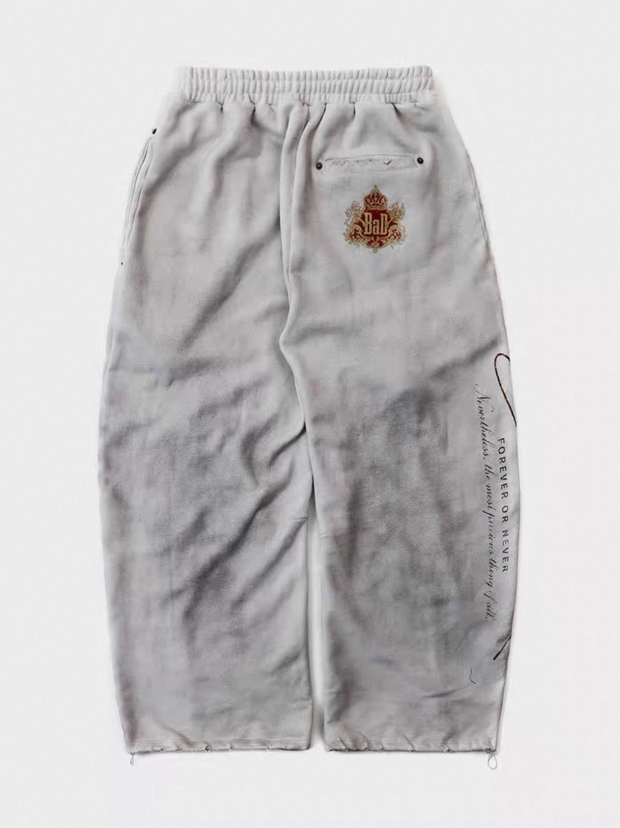 Badblood BCAC Series Vintage Washed Distressed Curved Sweatpants