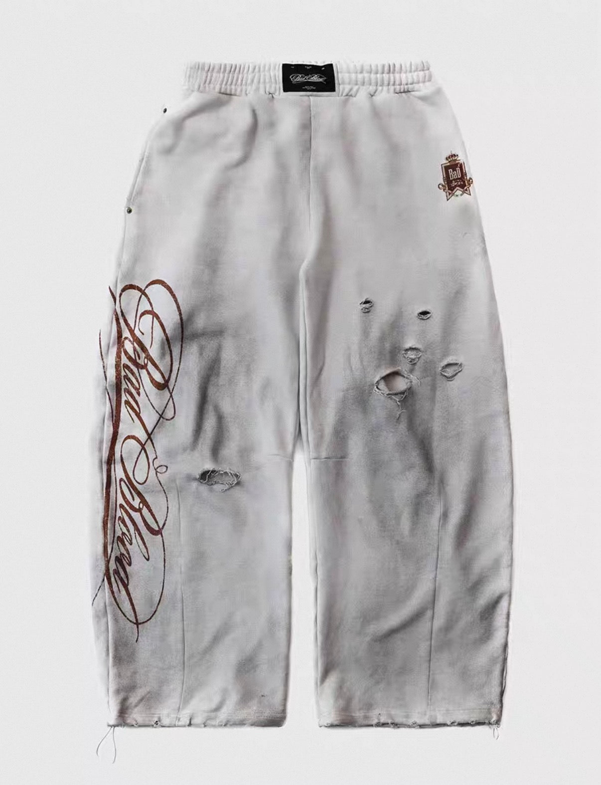 Badblood BCAC Series Vintage Washed Distressed Curved Sweatpants