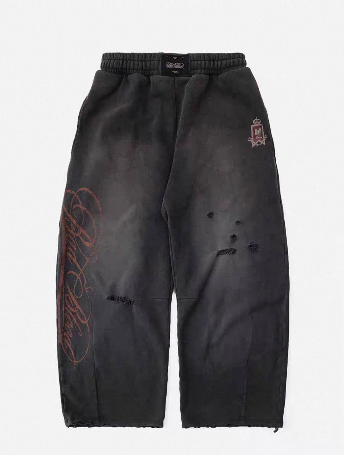 Badblood BCAC Series Vintage Washed Distressed Curved Sweatpants