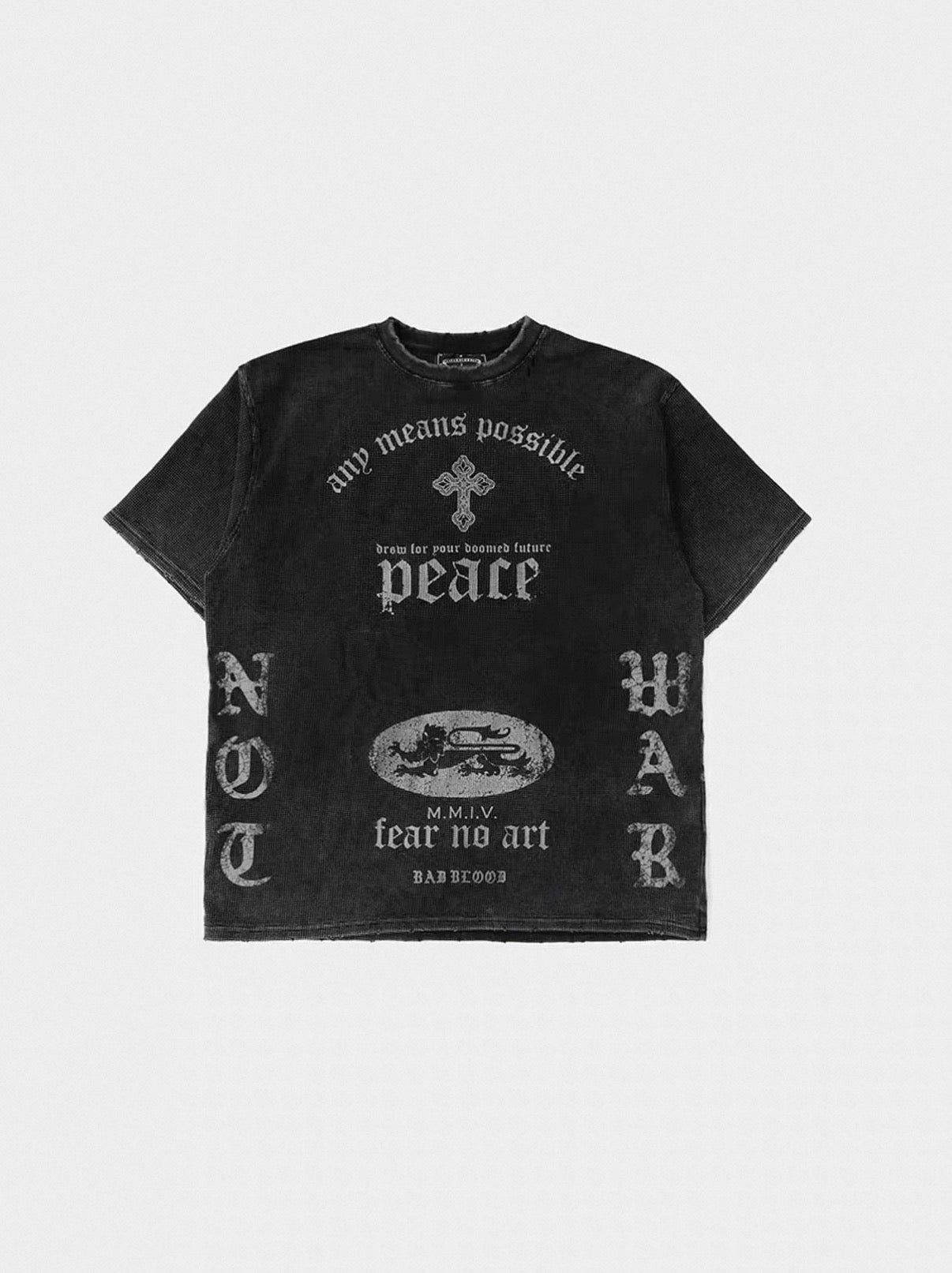 Bad blood Peace Cross Waffle Short Sleeve Top