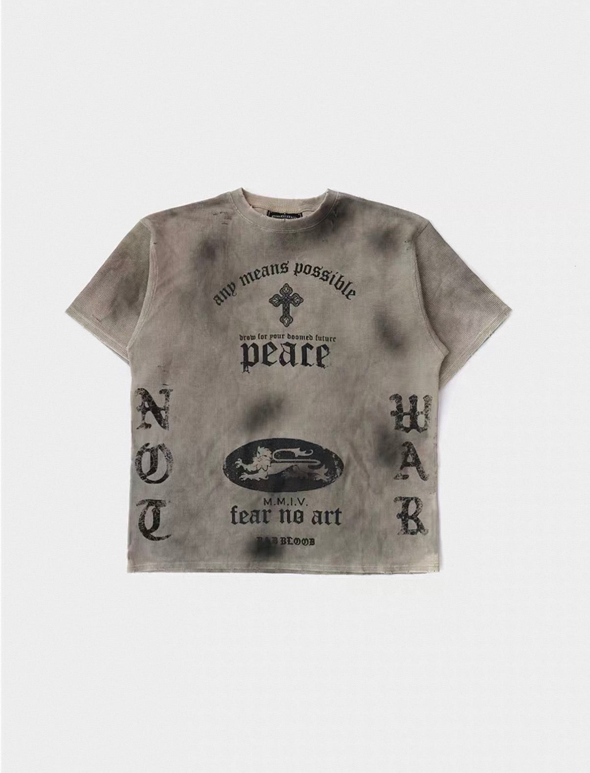 Bad blood Peace Cross Waffle Short Sleeve Top
