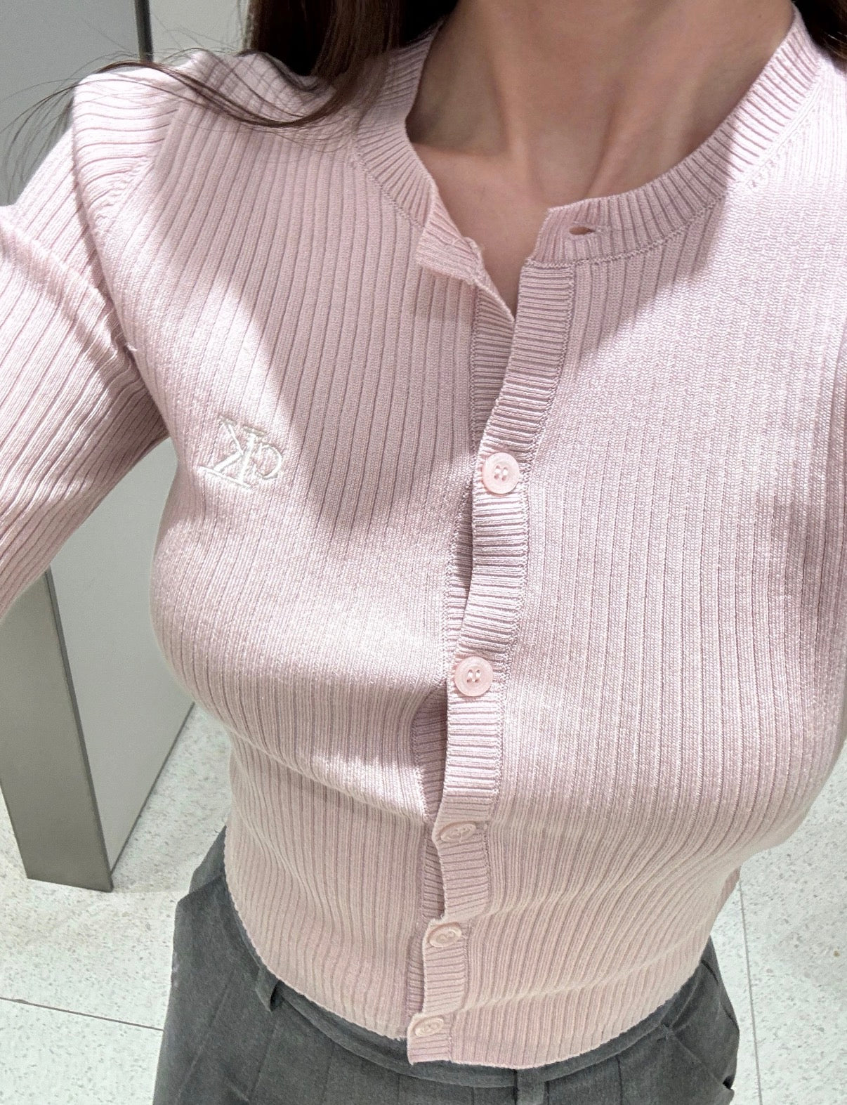 CK Jeans Ribbed Cropped Cardigan