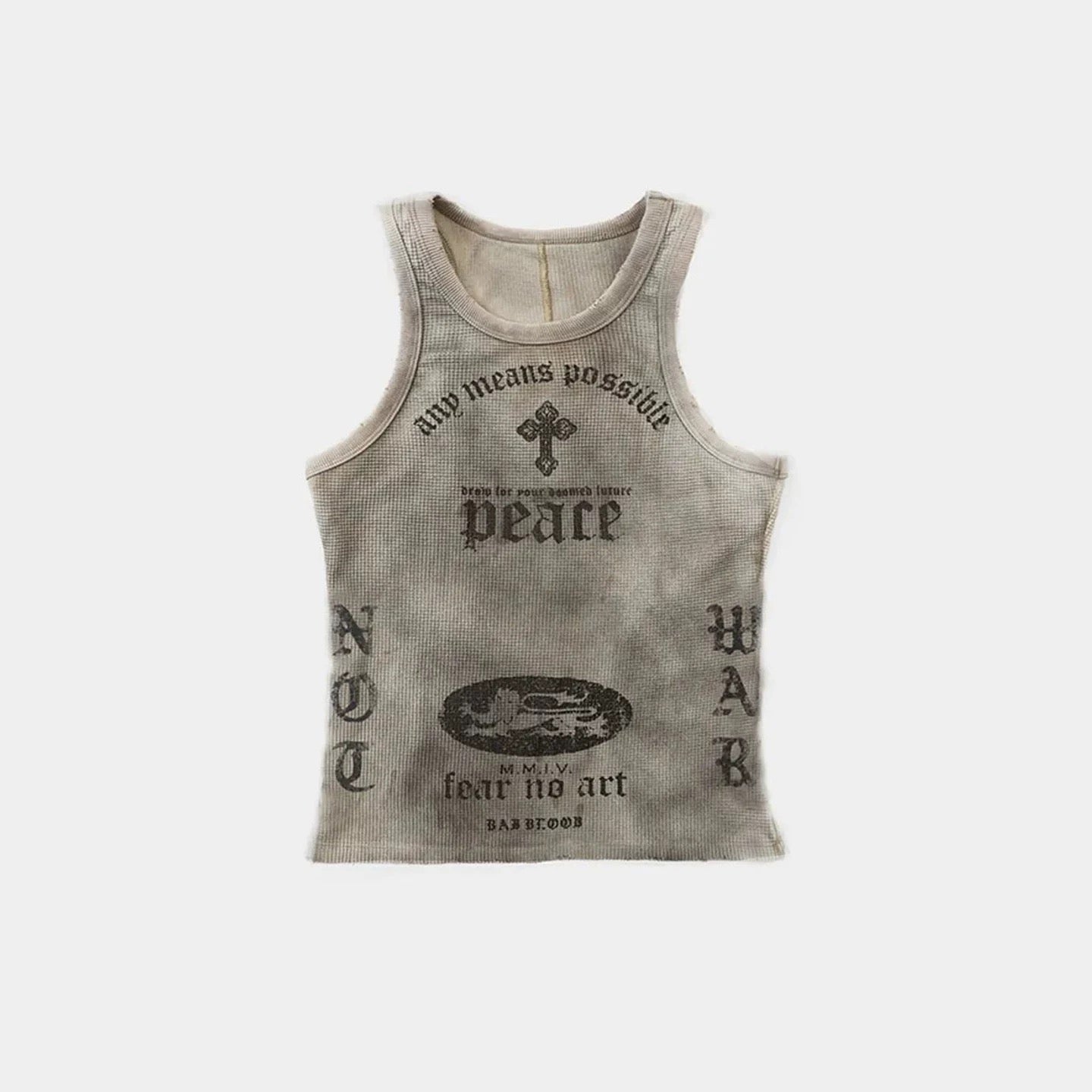 Badblood Peace Cross Waffle Sleeveless Top