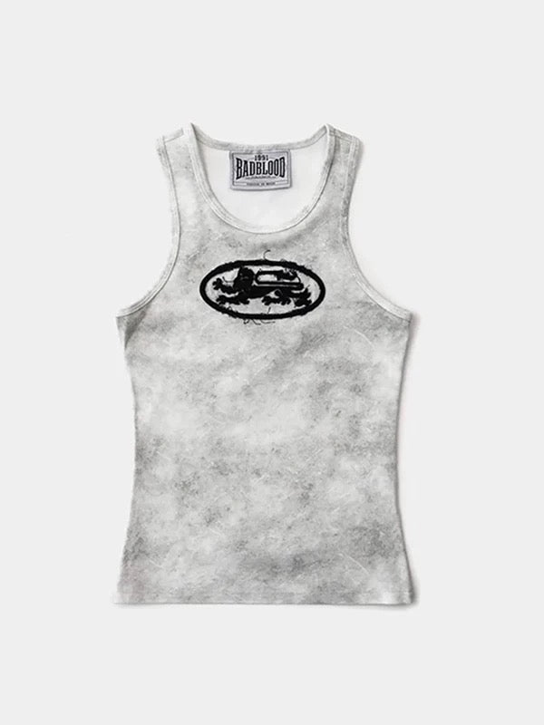 Badblood Lion Patch Washed Slim Sleeveless Top