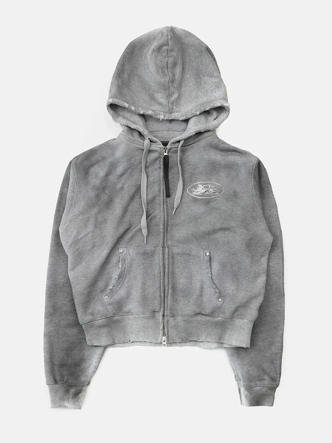 Badblood Athletic BCAC Emblem Distressed Crop Zip Hoodie