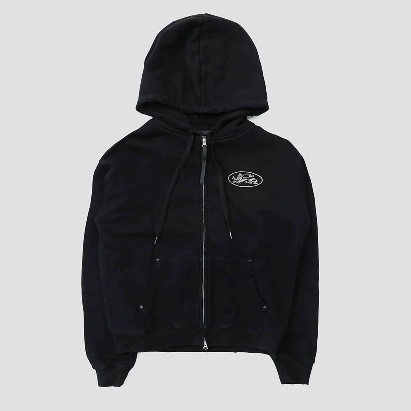 Badblood Athletic BCAC Emblem Distressed Crop Zip Hoodie