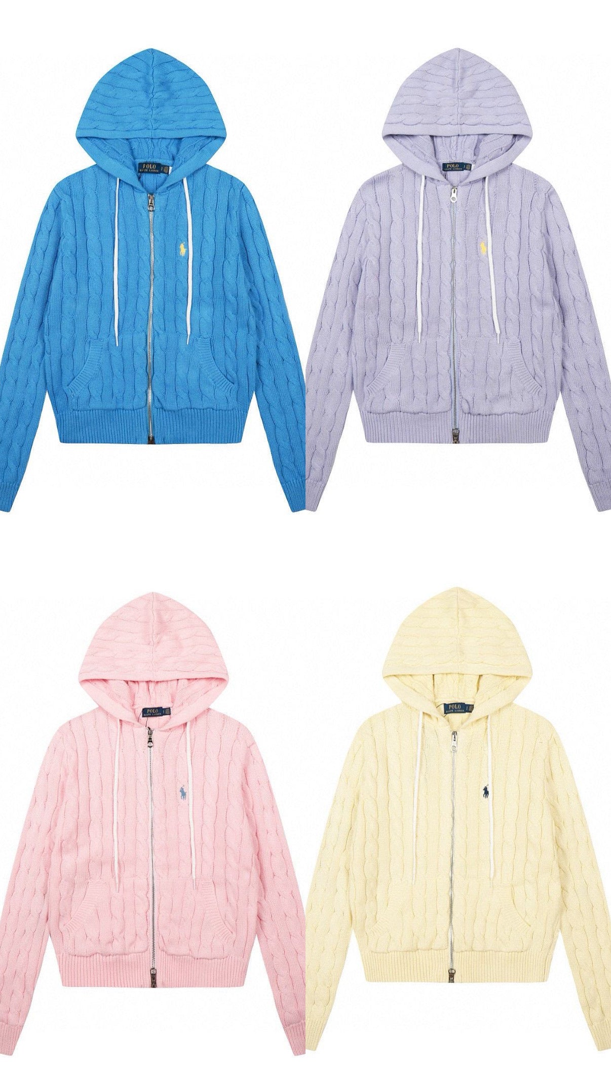 Polo Ralph Lauren Cable-Knit Cotton Full-Zip Hooded Sweater