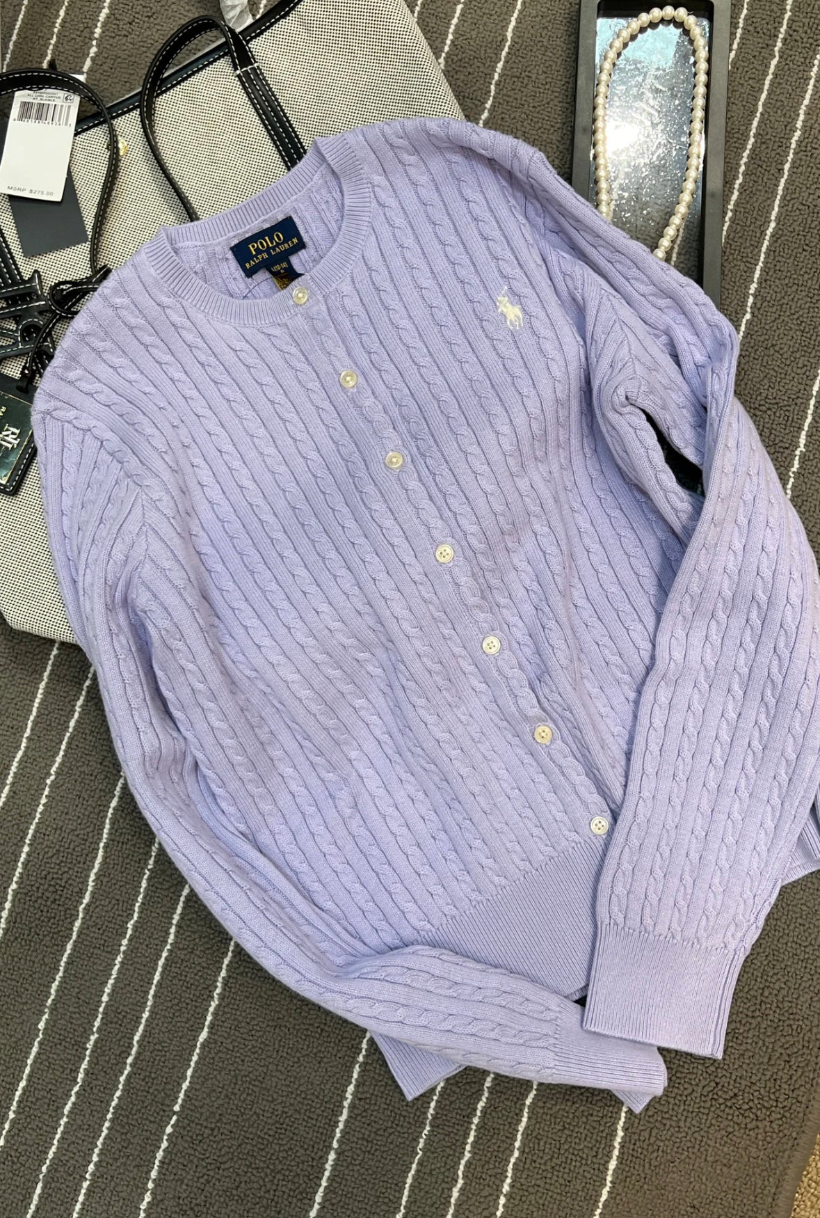 25ss Polo girls Cable knit cardigan