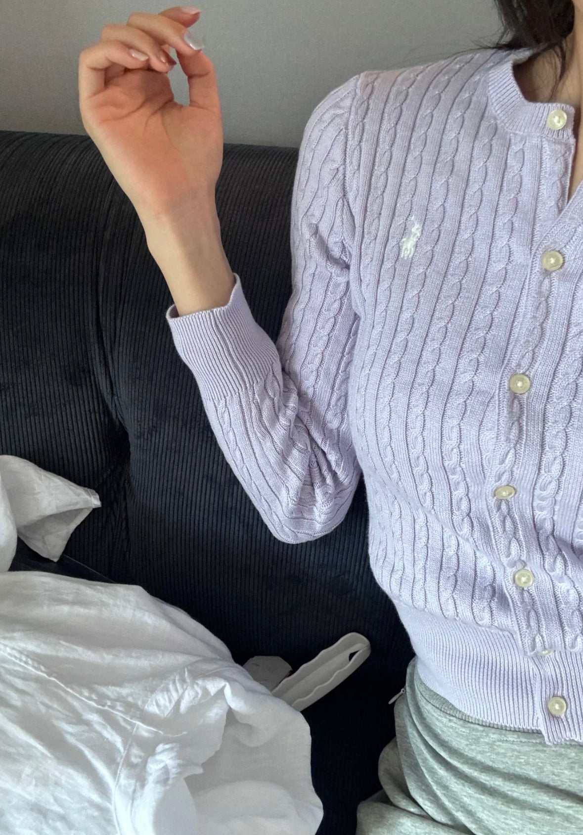 25ss Polo girls Cable knit cardigan
