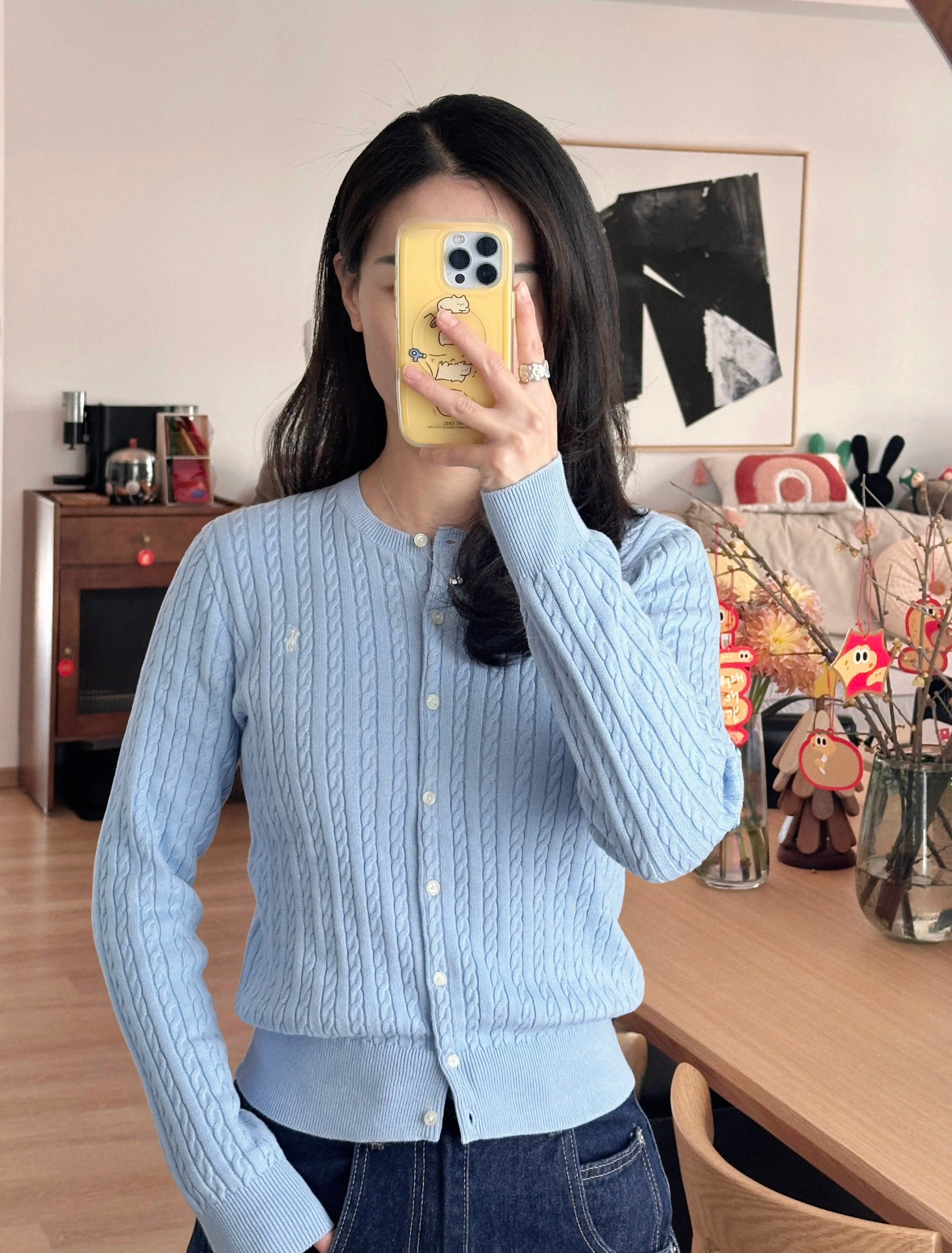 25ss Polo girls Cable knit cardigan