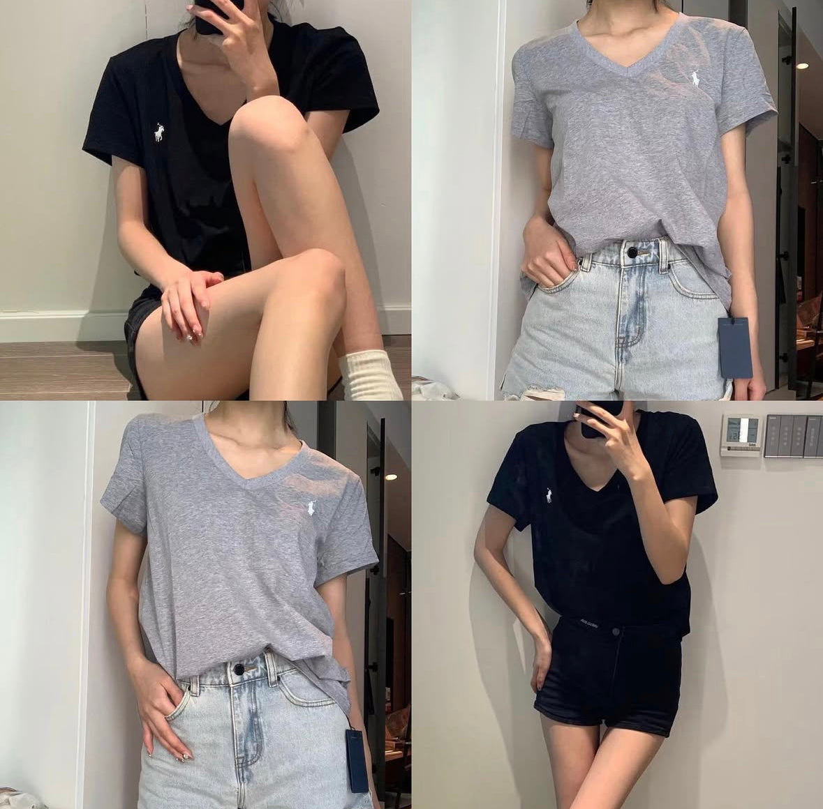 Polo basics v-neck logo tee