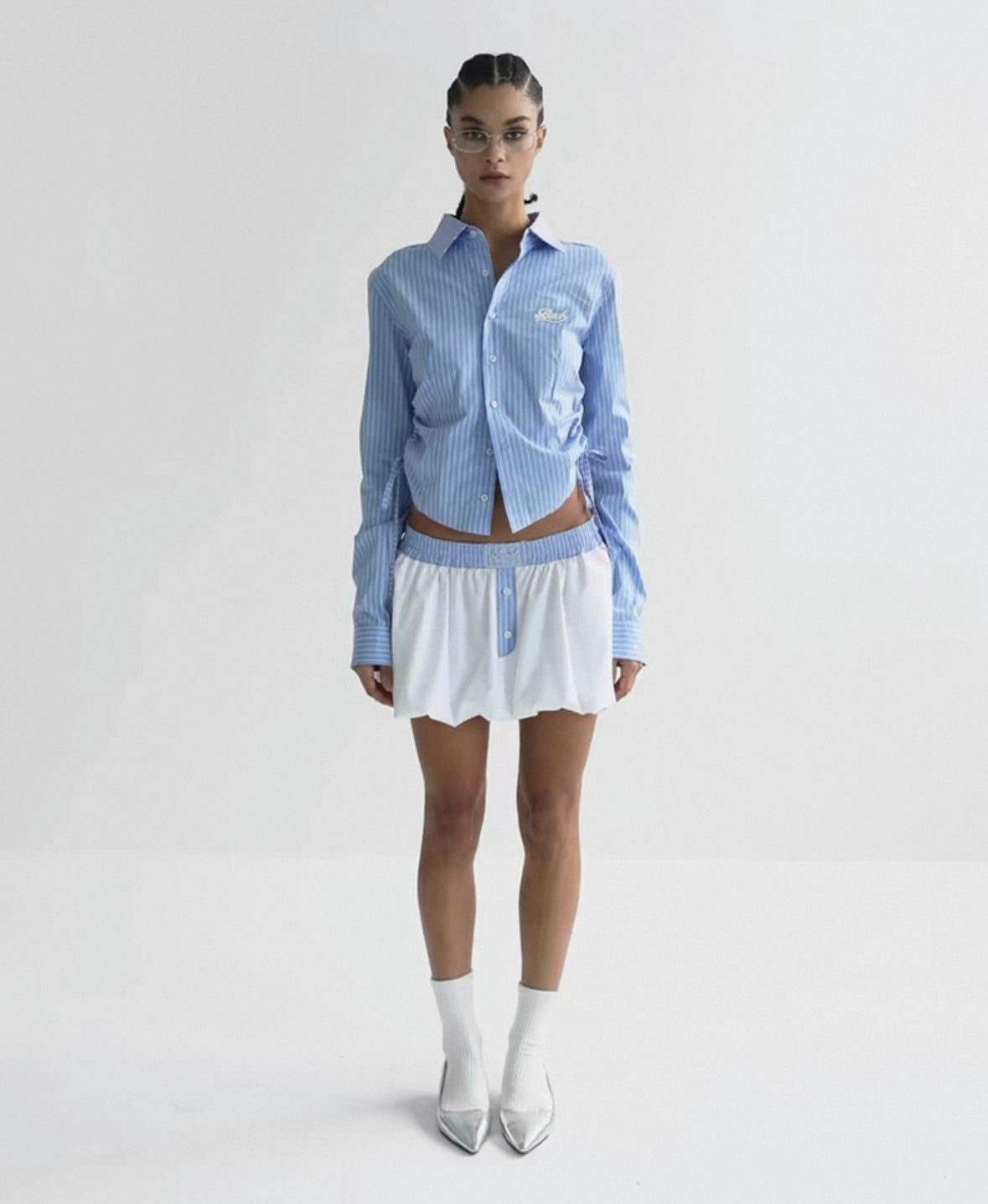 Badblood Shirring Shirt Slim Fit Blue