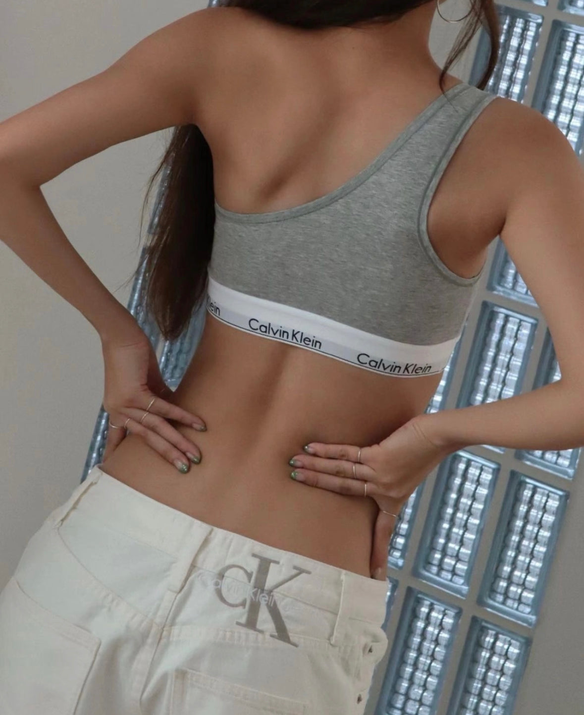 Ck斜肩bra top set