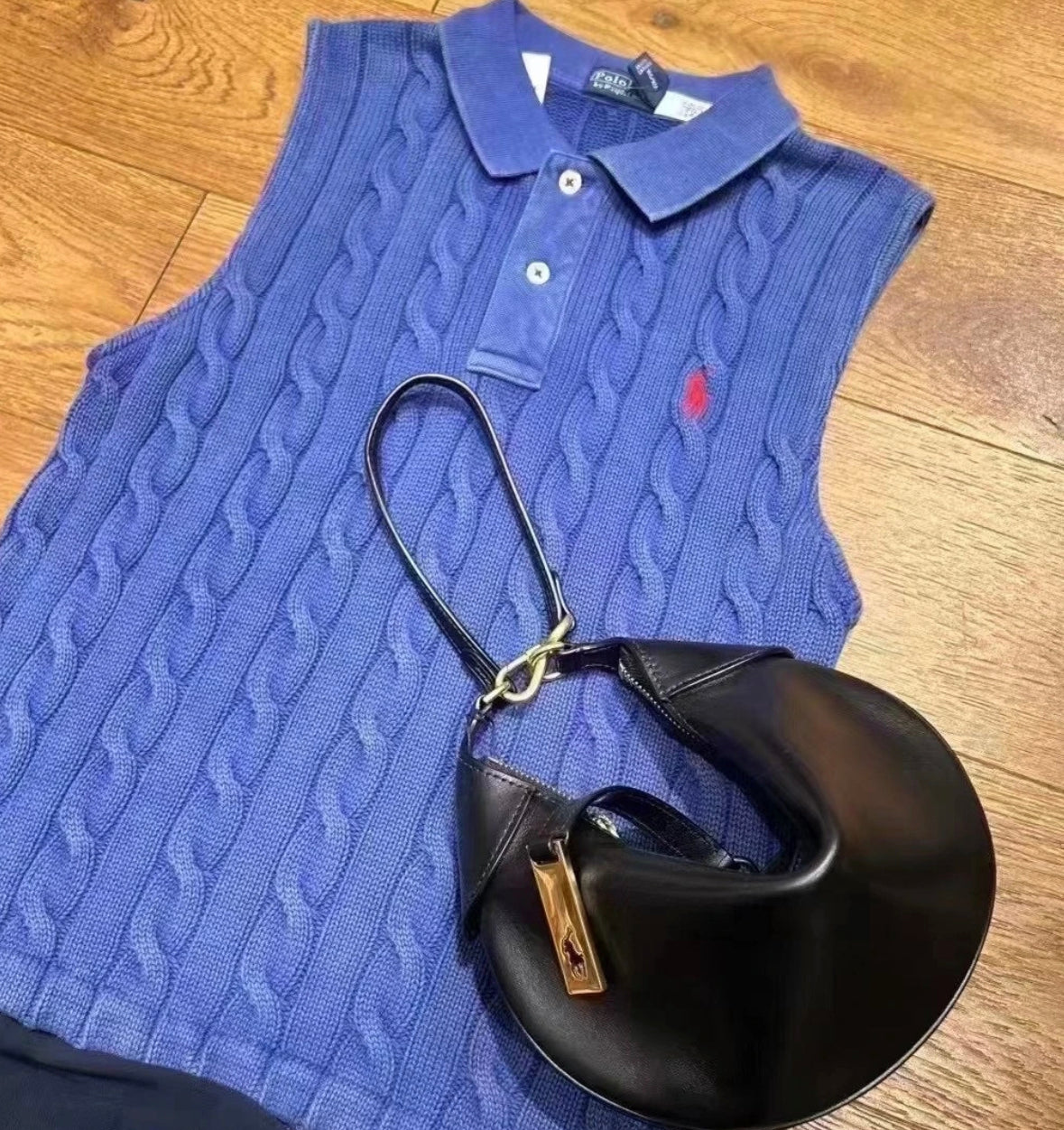 Polo Ralph Lauren Cable-Knit Cropped Polo Shirt