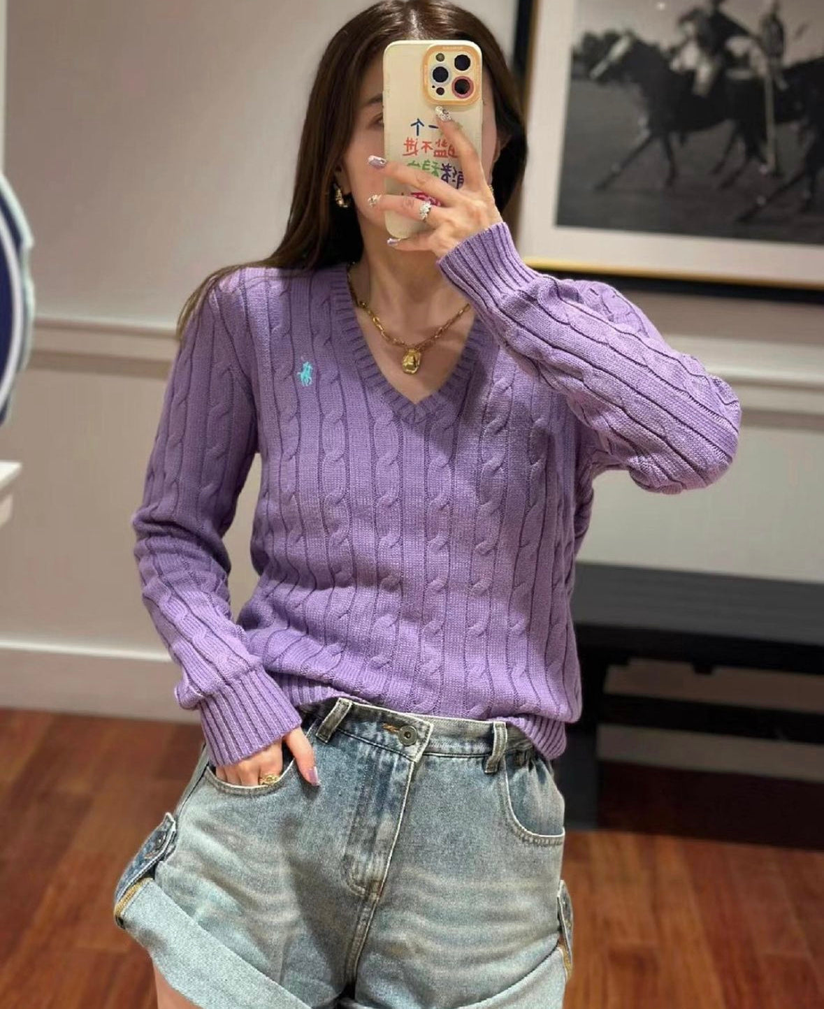 Polo v-neck sweater