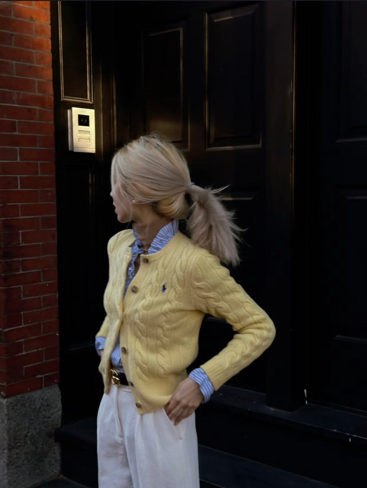 Polo Cable-Knit Wool-Cashmere Cardigan