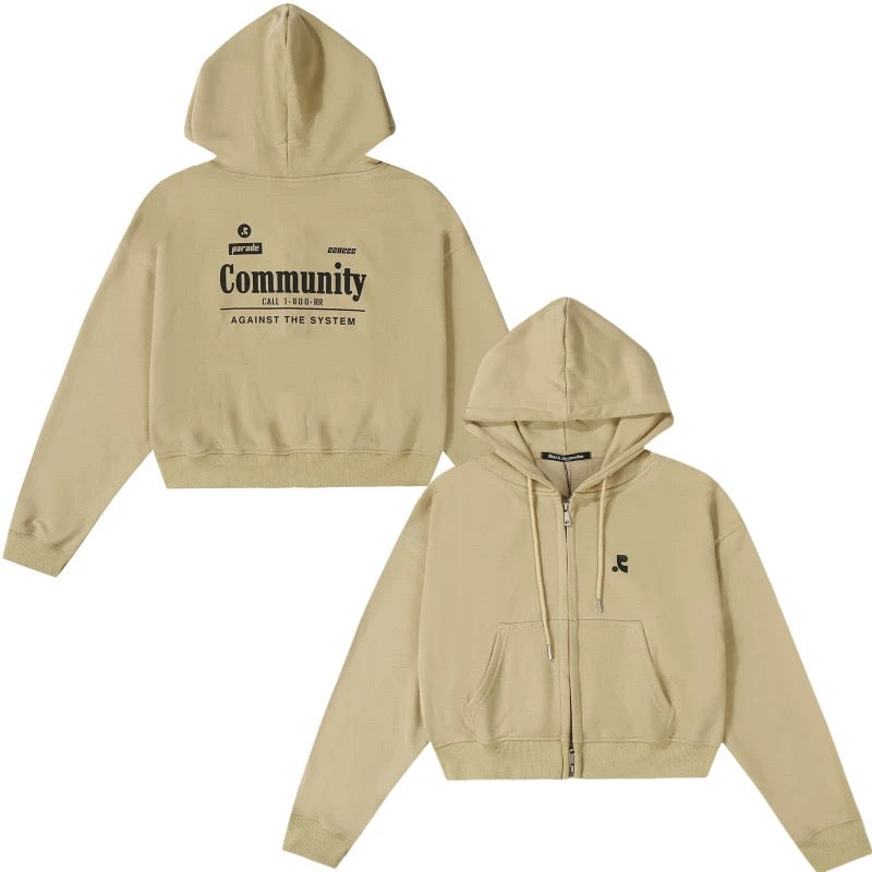 RR STITCH CROPPED HOOD ZIP-UP