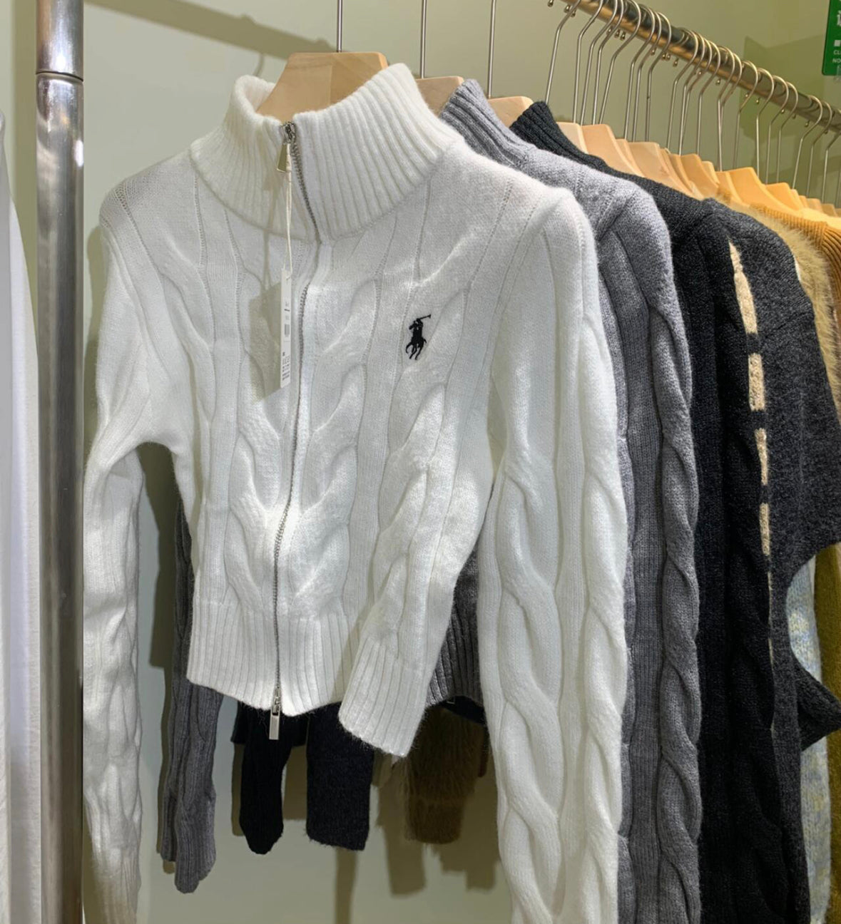 Polo Double-Slider Zipper Short Sweater