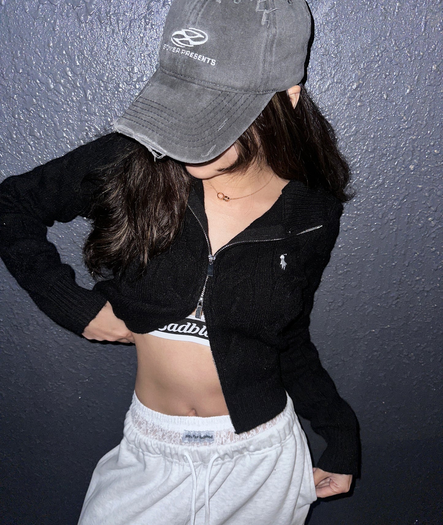 Polo Double-Slider Zipper Short Sweater