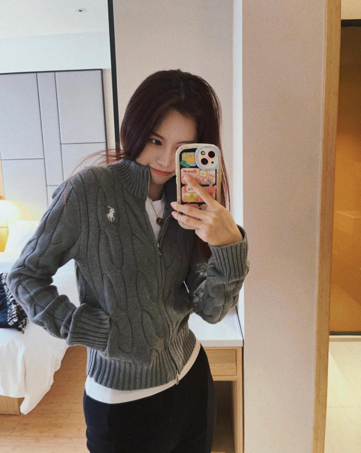 Polo Double-Slider Zipper Short Sweater