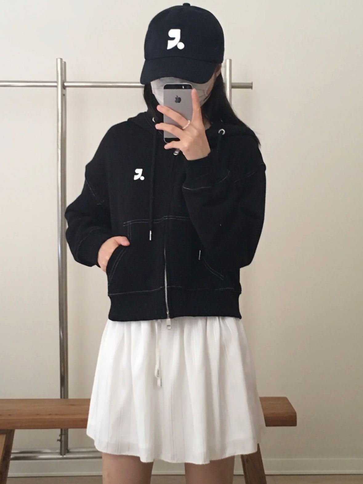 RR STITCH CROPPED HOOD ZIP-UP